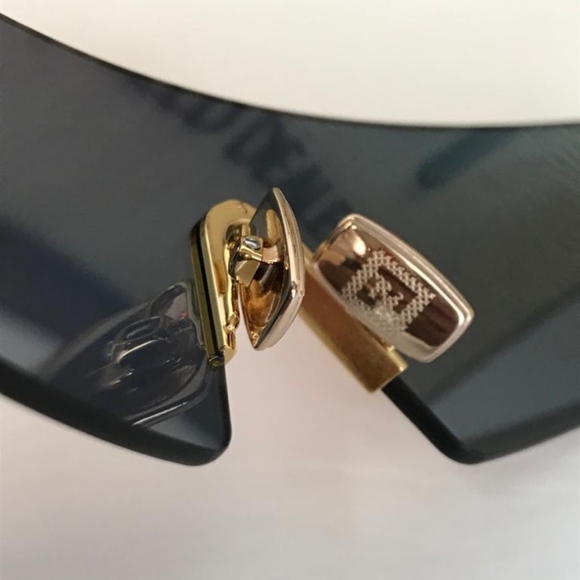 💯 - Original New FF 0440 FENDI Rectangle-frame gold-tone mirrored sunglasses - Picture 12 of 17